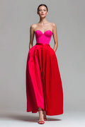 Colorblock Maxi Dress with Sweetheart Neckline, A Line Gown