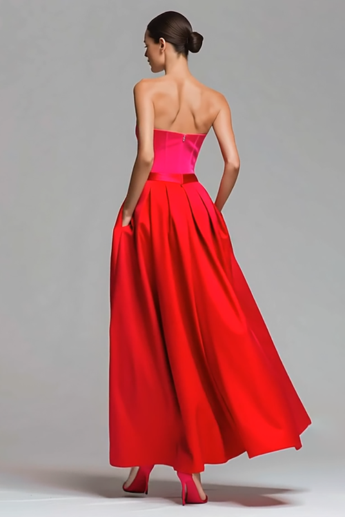 Colorblock Maxi Dress with Sweetheart Neckline, A Line Gown