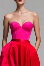 Colorblock Maxi Dress with Sweetheart Neckline, A Line Gown