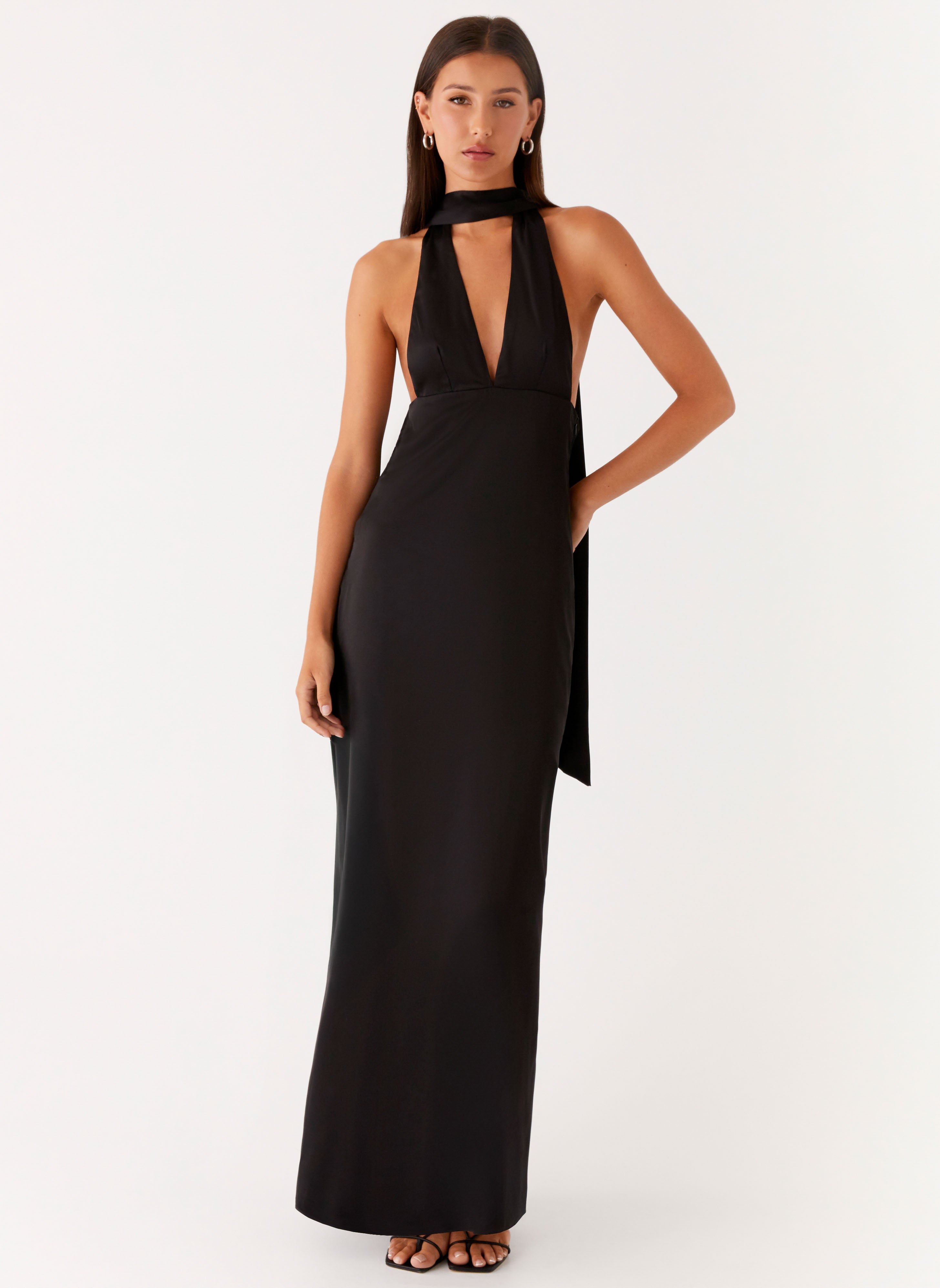 Alicia Collection | Black Maxi Dress with Adjustable Straps | Elegant Long Dress for Stunning Evening Style - Women's