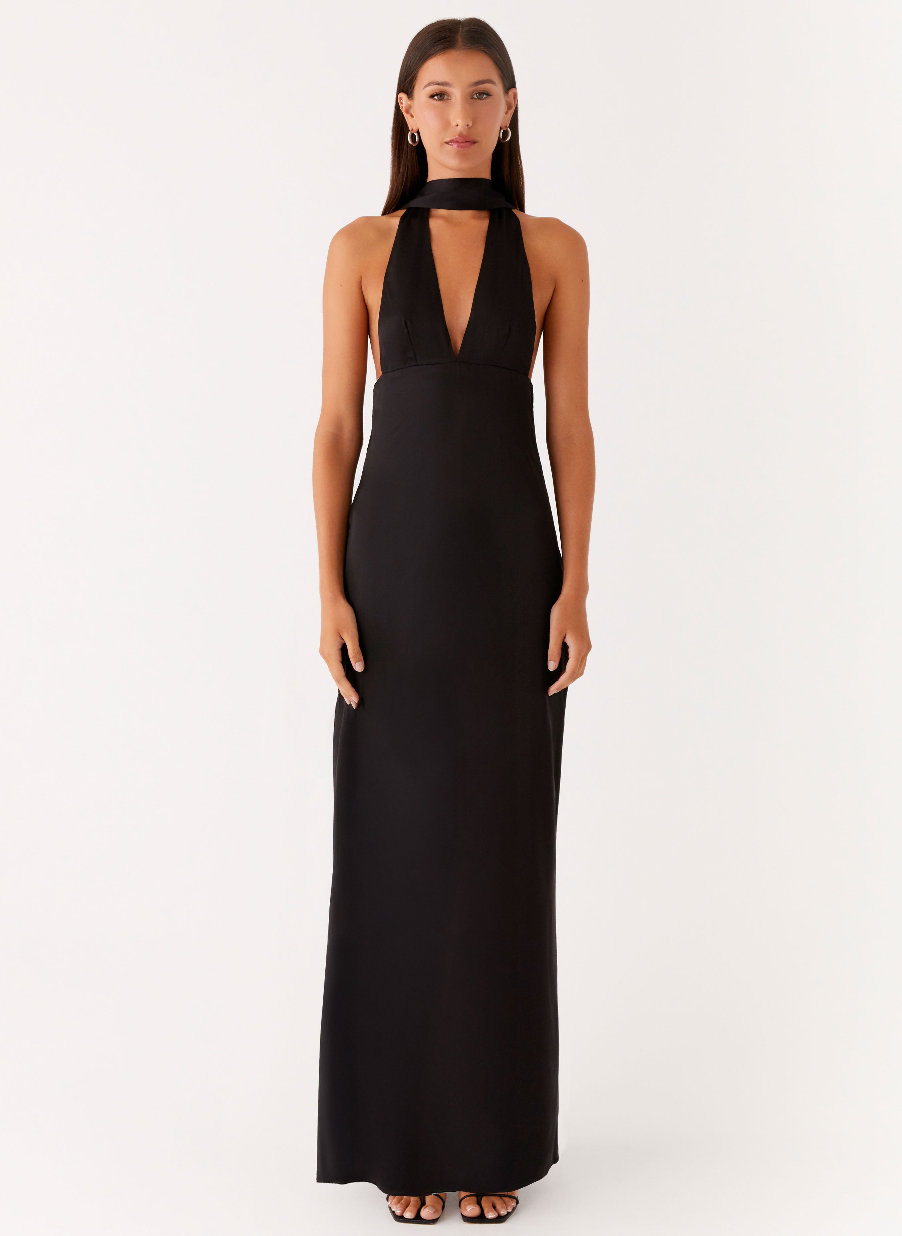 Alicia Collection | Black Maxi Dress with Adjustable Straps | Elegant Long Dress for Stunning Evening Style - Women's