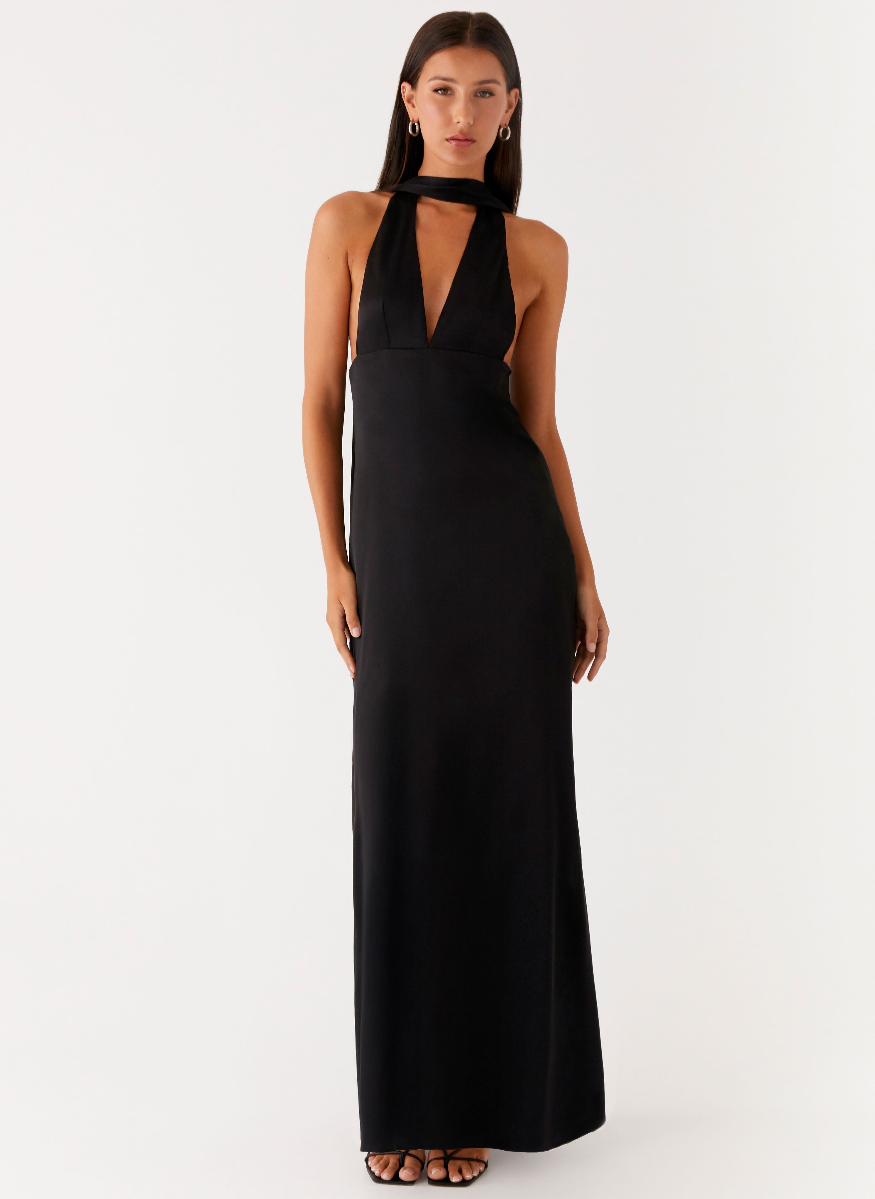 Alicia Collection | Black Maxi Dress with Adjustable Straps | Elegant Long Dress for Stunning Evening Style - Women's