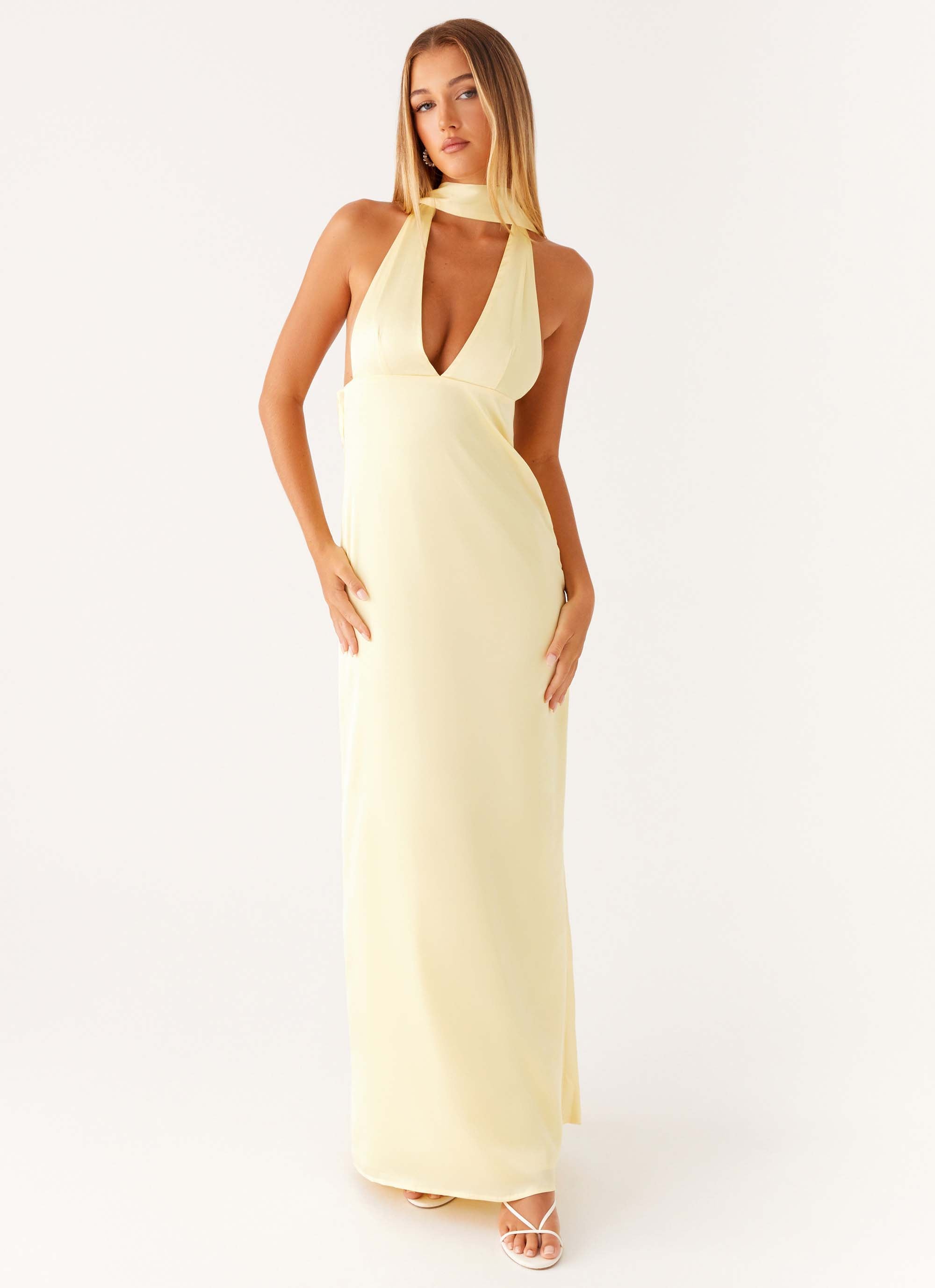 Alicia Collection | Satin Halter Maxi Dress with Adjustable Straps | Elegant Long Dress for Stunning Evening Looks - Women's