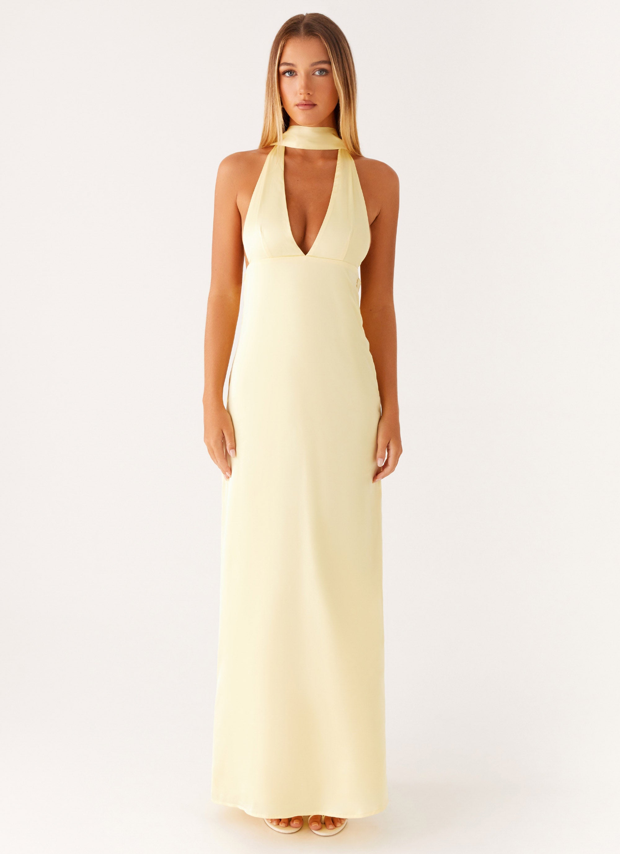 Alicia Collection | Satin Halter Maxi Dress with Adjustable Straps | Elegant Long Dress for Stunning Evening Looks - Women's