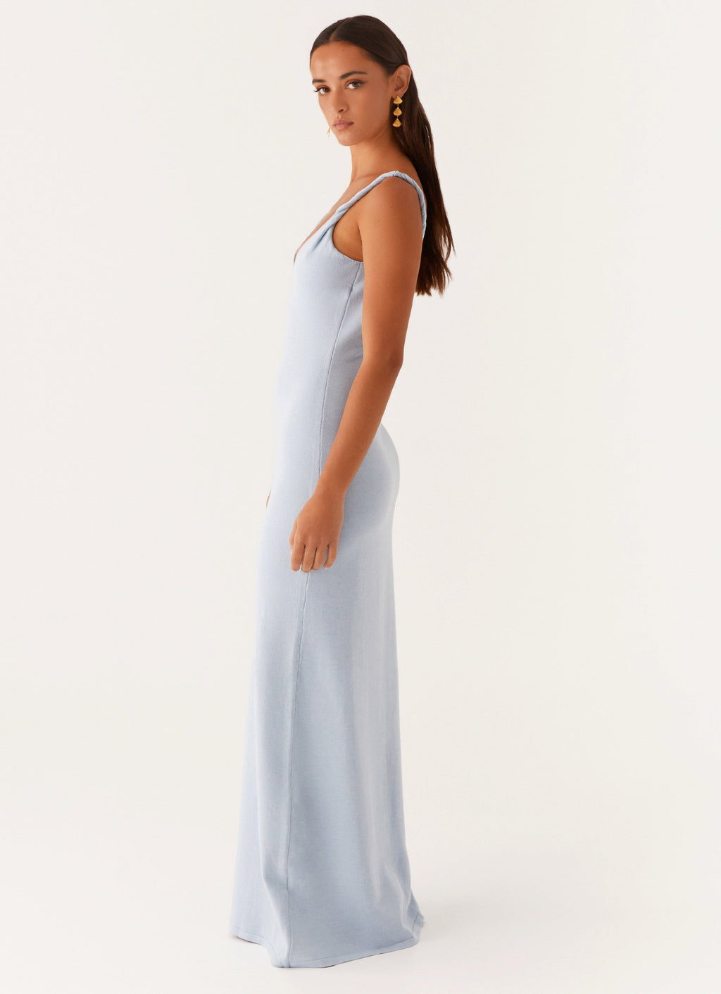 Anastasia Collection | Maxi Dress for Women with Low V Neckline & Twisted Straps | Elegant Long Dress for Effortless Evening Glamour