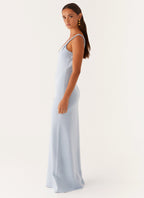Anastasia Collection | Maxi Dress for Women with Low V Neckline & Twisted Straps | Elegant Long Dress for Effortless Evening Glamour