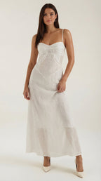 Women’s Floral Jacquard Sweetheart Neck Maxi Dress – Elegant Bridal Formal Evening Gown