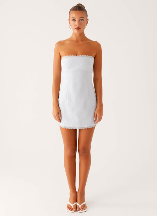 Cala Collection | Strapless Mini Dress with Lace Trim | Elegant Style for Effortless Charm - Women's