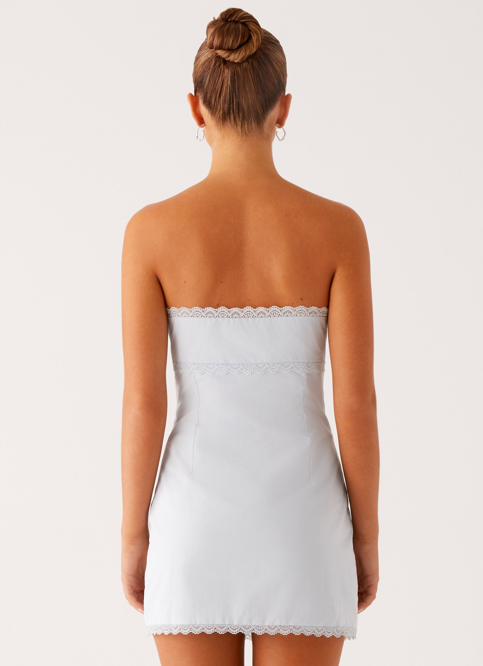 Cala Collection | Strapless Mini Dress with Lace Trim | Elegant Style for Effortless Charm - Women's