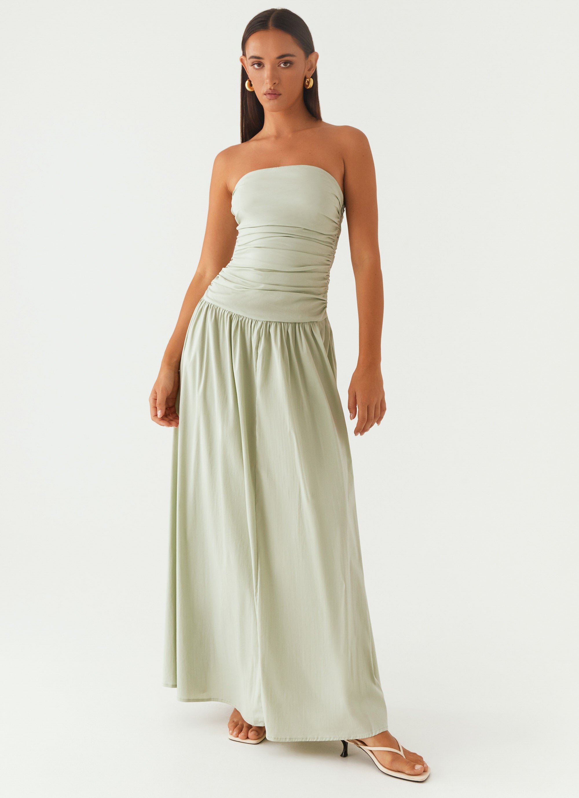 Carmel Collection | Floral Maxi Dress with Strapless Neckline | Elegant Long Dress for Special Occasions - Women's