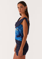 Charming Mini Dress | Off-Shoulder Design with Cowl Front | Elegant Look for Any Occasion - Women's