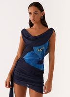Charming Mini Dress | Off-Shoulder Design with Cowl Front | Elegant Look for Any Occasion - Women's