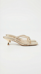 Christina Collection | Mules Shoes with Knotted Metallic Straps | Elegant Slip-On Design for All-Day Comfort