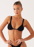 Croatia Collection | Black Triangle Bikini Top with Ruched Underbust | Adjustable Straps for Flattering Comfort