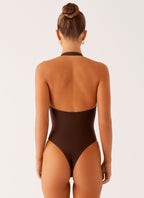 Delia Collection | One Piece Swimsuit with Low V Neckline | Stylish and Comfortable Bathing Suit for Poolside Lounging
