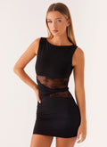 Echo Collection | Women's Mini Dress with High Neckline & Twist Waist | Flattering Fit for Any Occasion