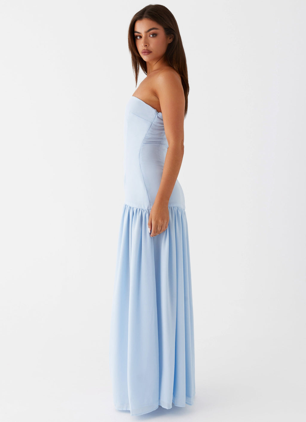 Eden Collection | Floral Maxi Dress with Strapless Neckline | Elegant Chiffon for Timeless Sophistication - Women's