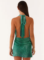 Eleanora Collection | Plunge Mini Dress with Adjustable Neck Tie | Chic Style for Night Out - Women's