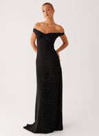 Black Maxi Dress with Sweetheart Neckline | Flattering Long Dress for Sophisticated Evening Wear - Women's