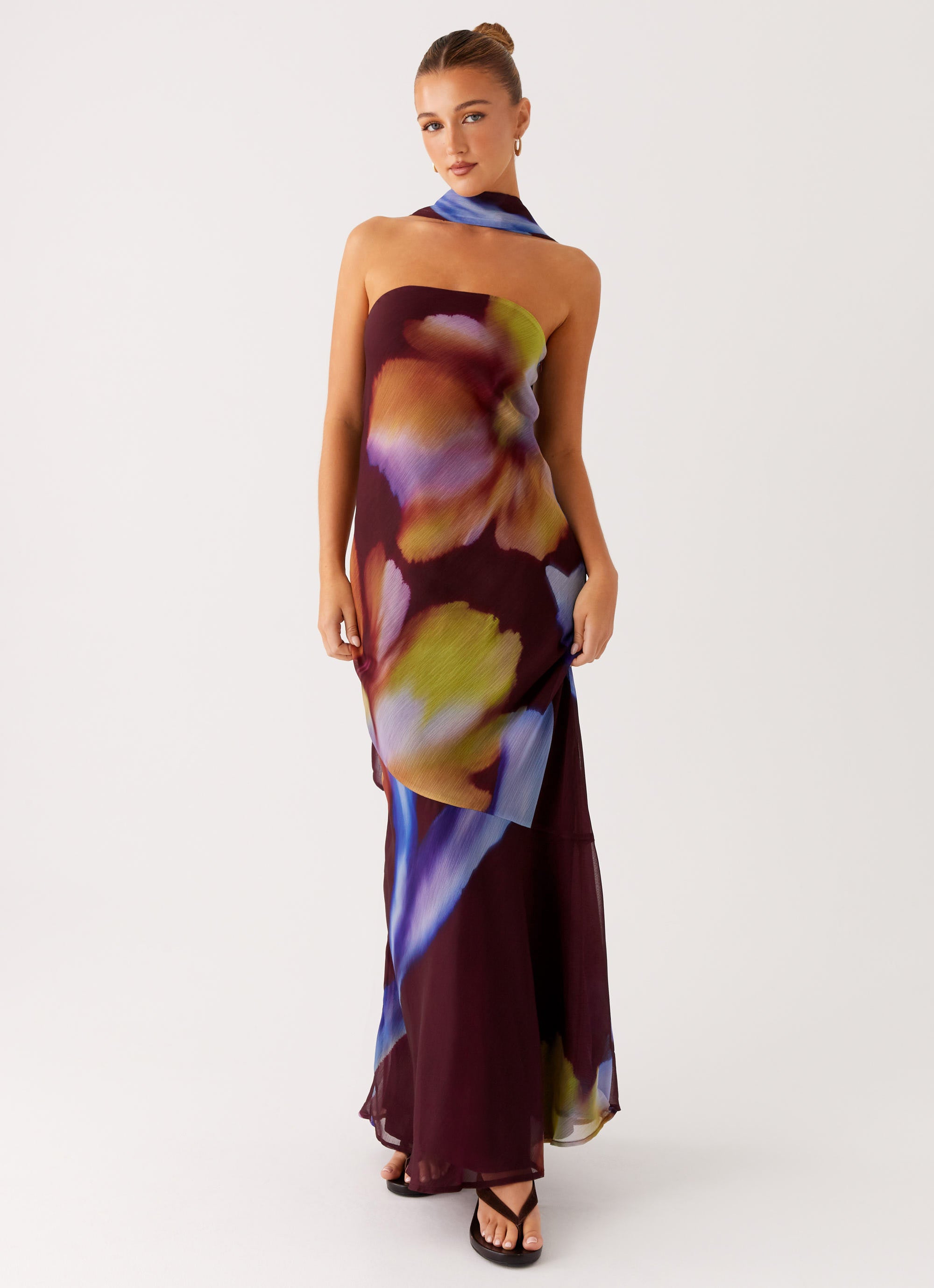 Floral Maxi Dress with Strapless Design | Perfect for Evening Elegance - Women's