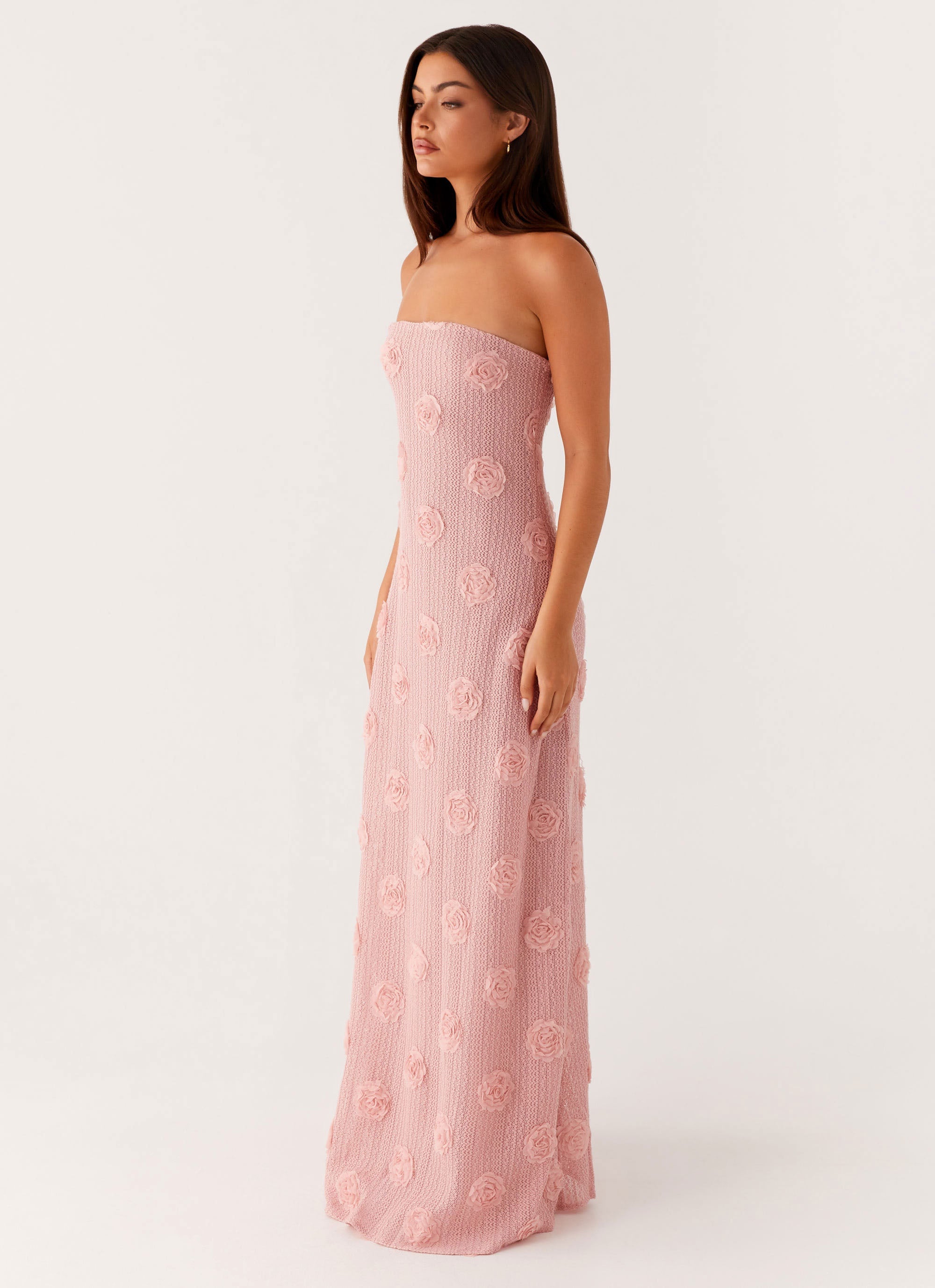 Floral Maxi Dress with Strapless Design | Sophisticated Long Dress for Evening Events - Women's