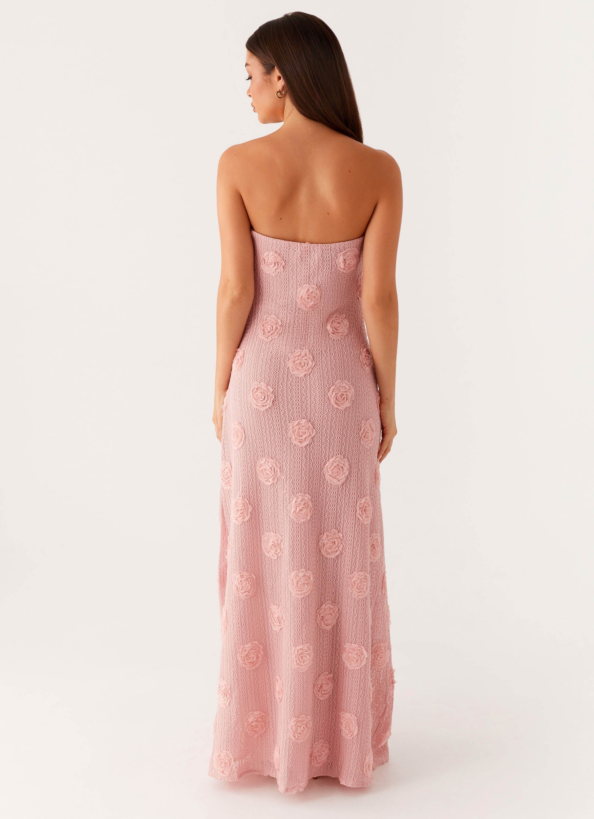 Floral Maxi Dress with Strapless Design | Sophisticated Long Dress for Evening Events - Women's
