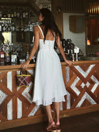 Women’s Elegant Corset Maxi Dress – Sculpted Bodycon Evening Gown with Ruffled Hem & Side Slit