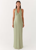 Elegant Maxi Dress | Floral Satin Long Dress with Open-Back Design | Perfect for Evening Events - Women's