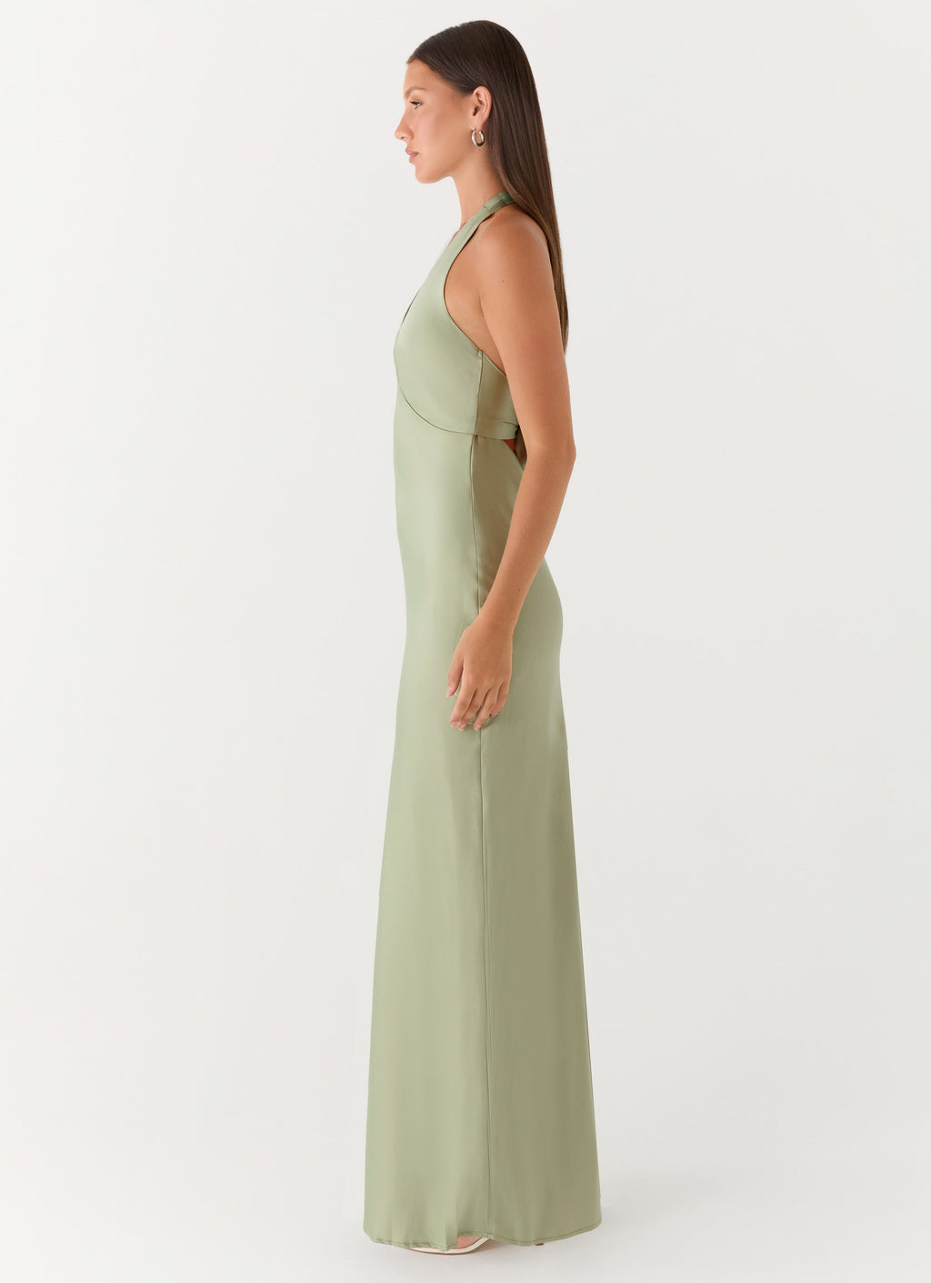 Elegant Maxi Dress | Floral Satin Long Dress with Open-Back Design | Perfect for Evening Events - Women's