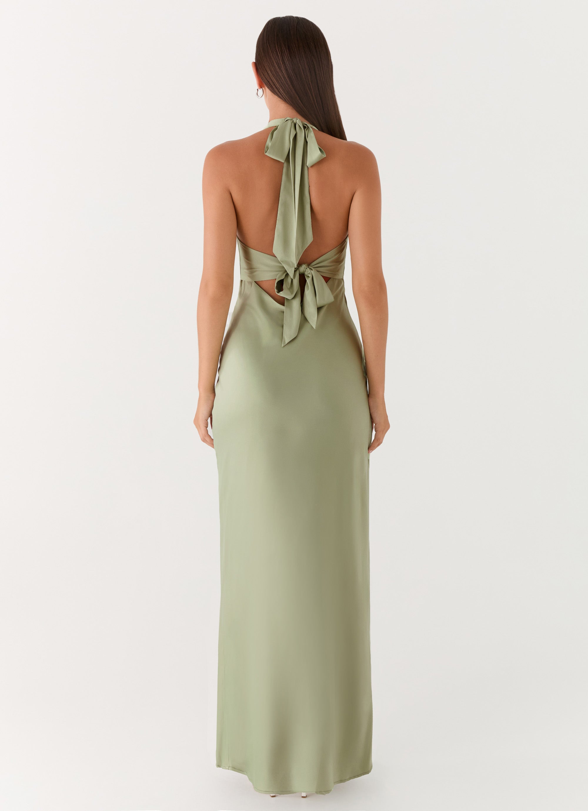 Elegant Maxi Dress | Floral Satin Long Dress with Open-Back Design | Perfect for Evening Events - Women's