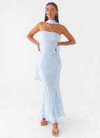 Elegant Maxi Dress | Strapless Chiffon Dress with Asymmetrical Skirt | Perfect for Evening Events - Women's