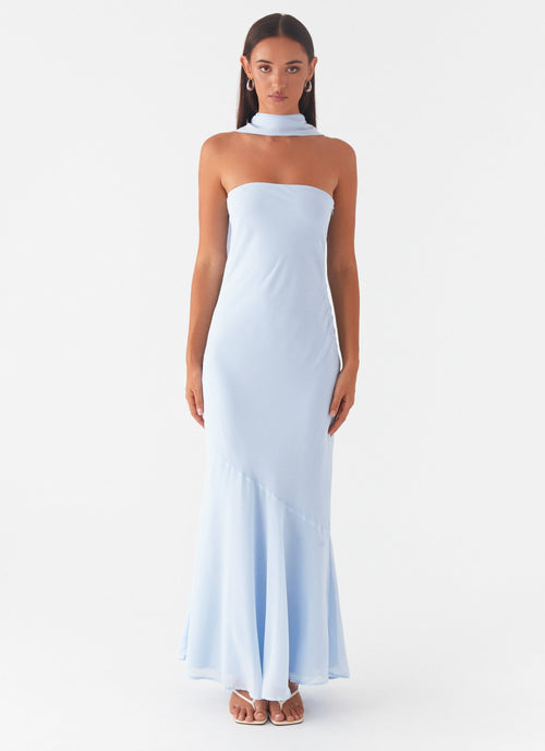 Elegant Maxi Dress | Strapless Chiffon Dress with Asymmetrical Skirt | Perfect for Evening Events - Women's