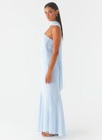 Elegant Maxi Dress | Strapless Chiffon Dress with Asymmetrical Skirt | Perfect for Evening Events - Women's
