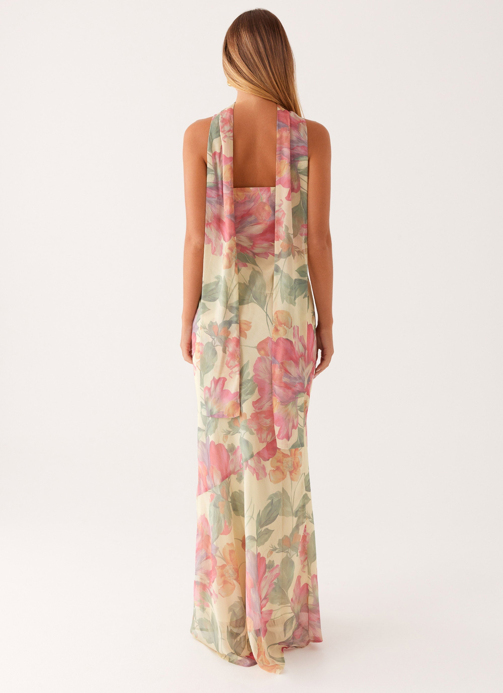 Elegant Maxi Dress | Strapless Floral Design with Matching Scarf | Perfect for Evening Events - Women's
