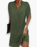 Flowing V-Neck Midi Dress – Lightweight Summer Elegance for Everyday Wear