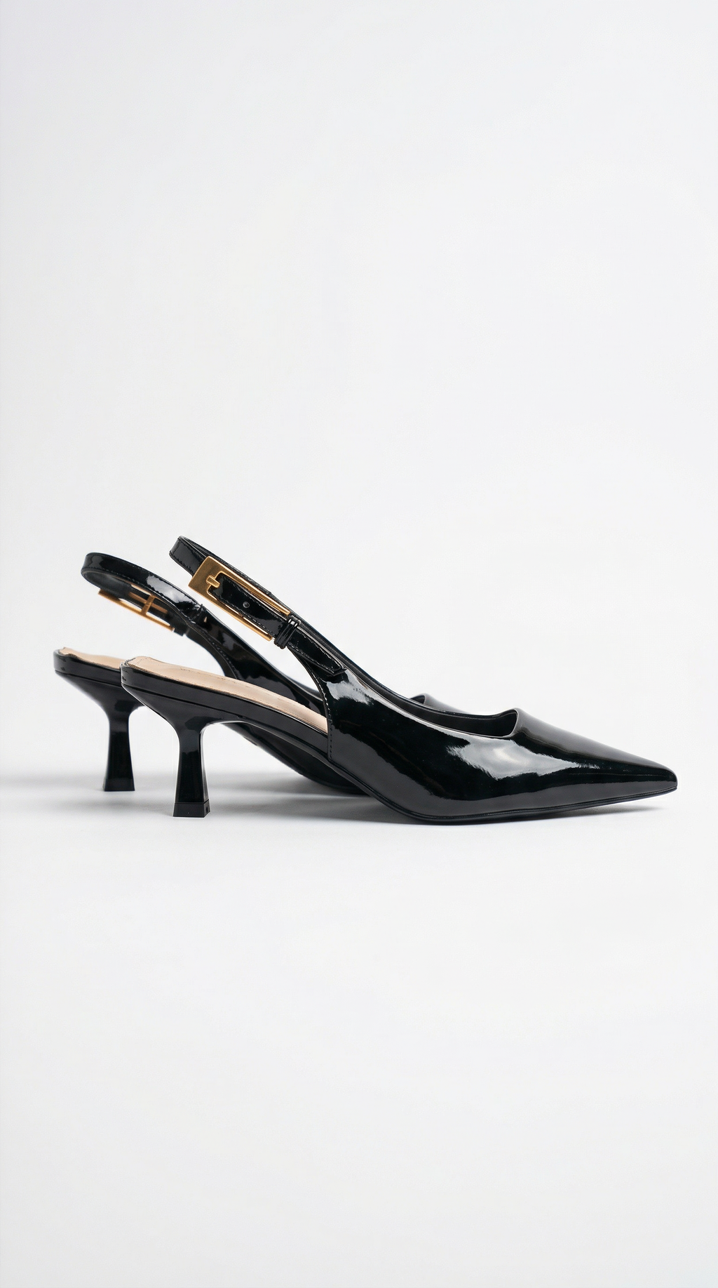 Elizabeth Collection | Low Sling Back Court Heels with Glossy Patent Finish | Elegant Design for All-Day Comfort