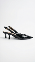 Elizabeth Collection | Low Sling Back Court Heels with Glossy Patent Finish | Elegant Design for All-Day Comfort