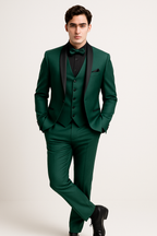 Emerald Green Men's Suit with Satin Lapel