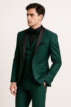 Emerald Green Men's Suit with Satin Lapel