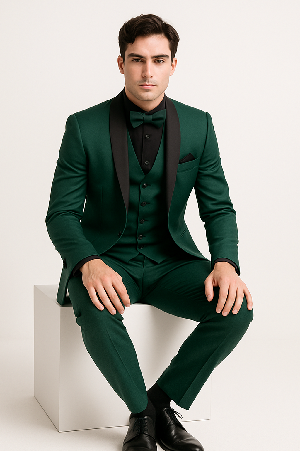 Emerald Green Men's Suit with Satin Lapel
