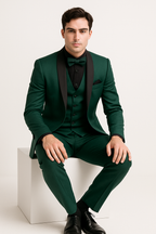 Emerald Green Men's Suit with Satin Lapel