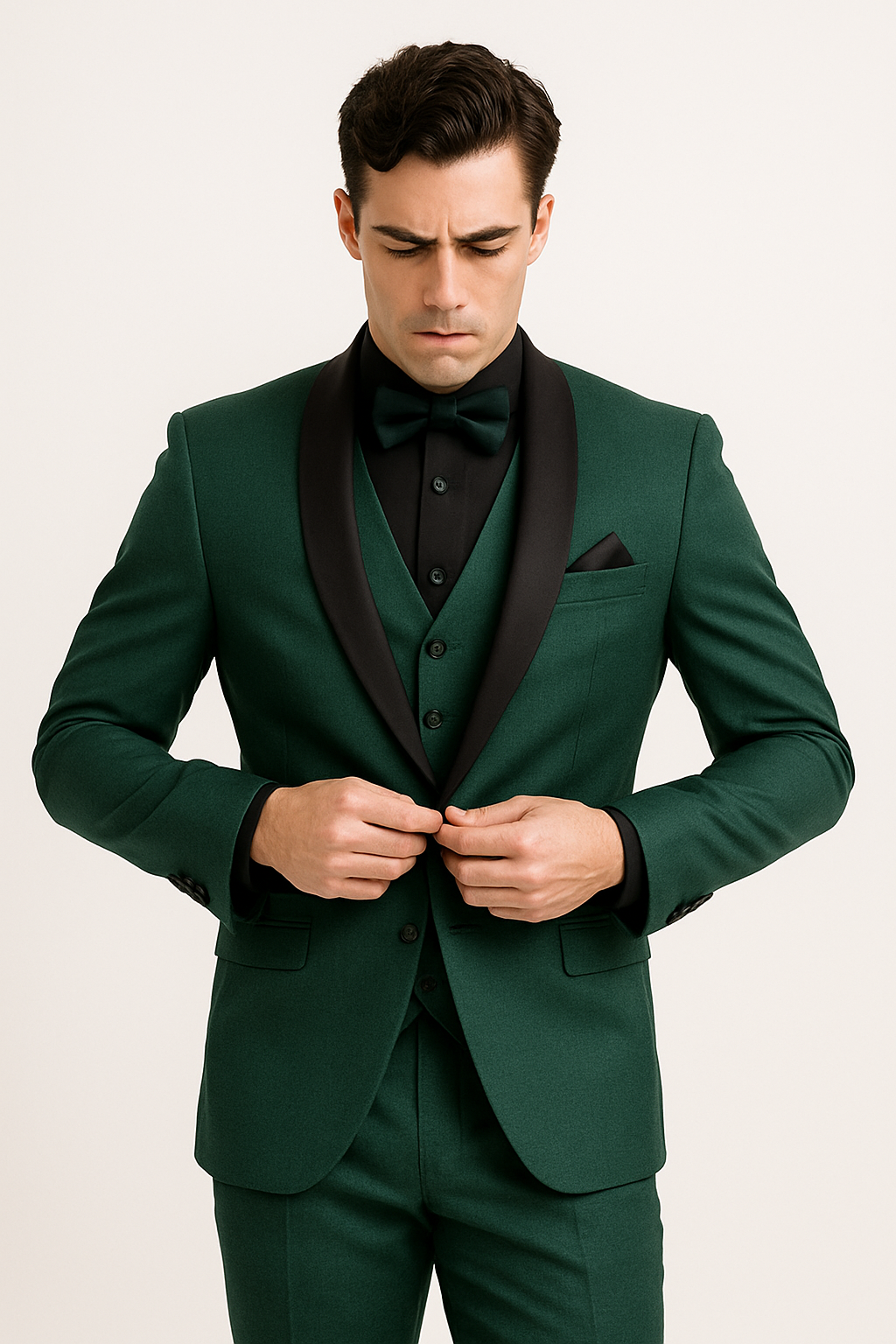 Emerald Green Men's Suit with Satin Lapel