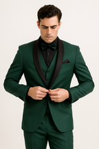 Emerald Green Men's Suit with Satin Lapel