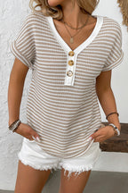 Women’s Casual V-Neck Stripe Blouse – Effortless Everyday Style Top