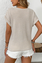 Women’s Casual V-Neck Stripe Blouse – Effortless Everyday Style Top