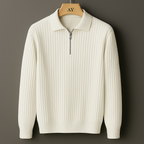Men’s Quarter-Zip Ribbed Knit Sweater – Cotton Blend Smart Casual Pullover, Lightweight Long Sleeve Modern Essential