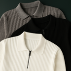 Men’s Quarter-Zip Ribbed Knit Sweater – Cotton Blend Smart Casual Pullover, Lightweight Long Sleeve Modern Essential