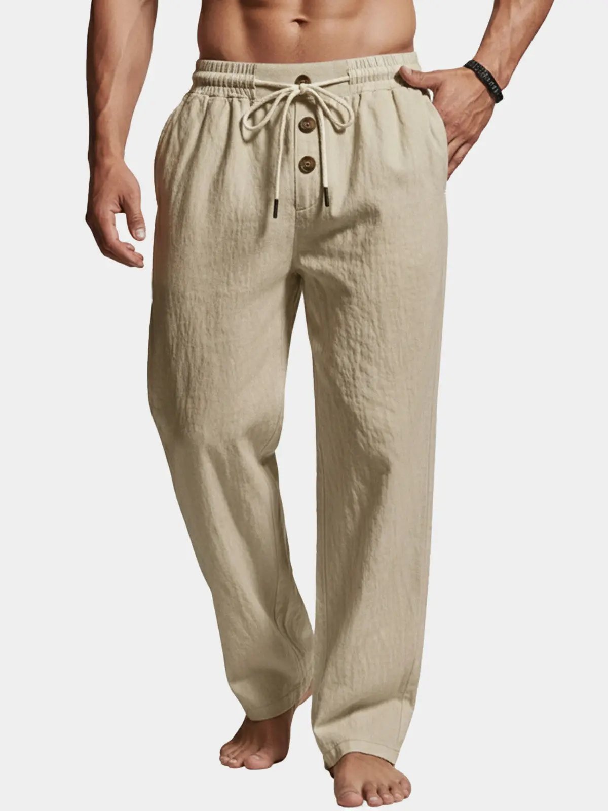 Women’s Wide Leg Linen Blend Lounge Pants – Relaxed Fit Elastic Waist Drawstring Breathable Summer Casual Beach Resort Home Wear Trousers