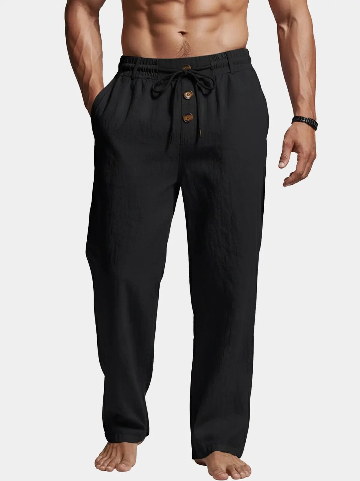 Women’s Wide Leg Linen Blend Lounge Pants – Relaxed Fit Elastic Waist Drawstring Breathable Summer Casual Beach Resort Home Wear Trousers