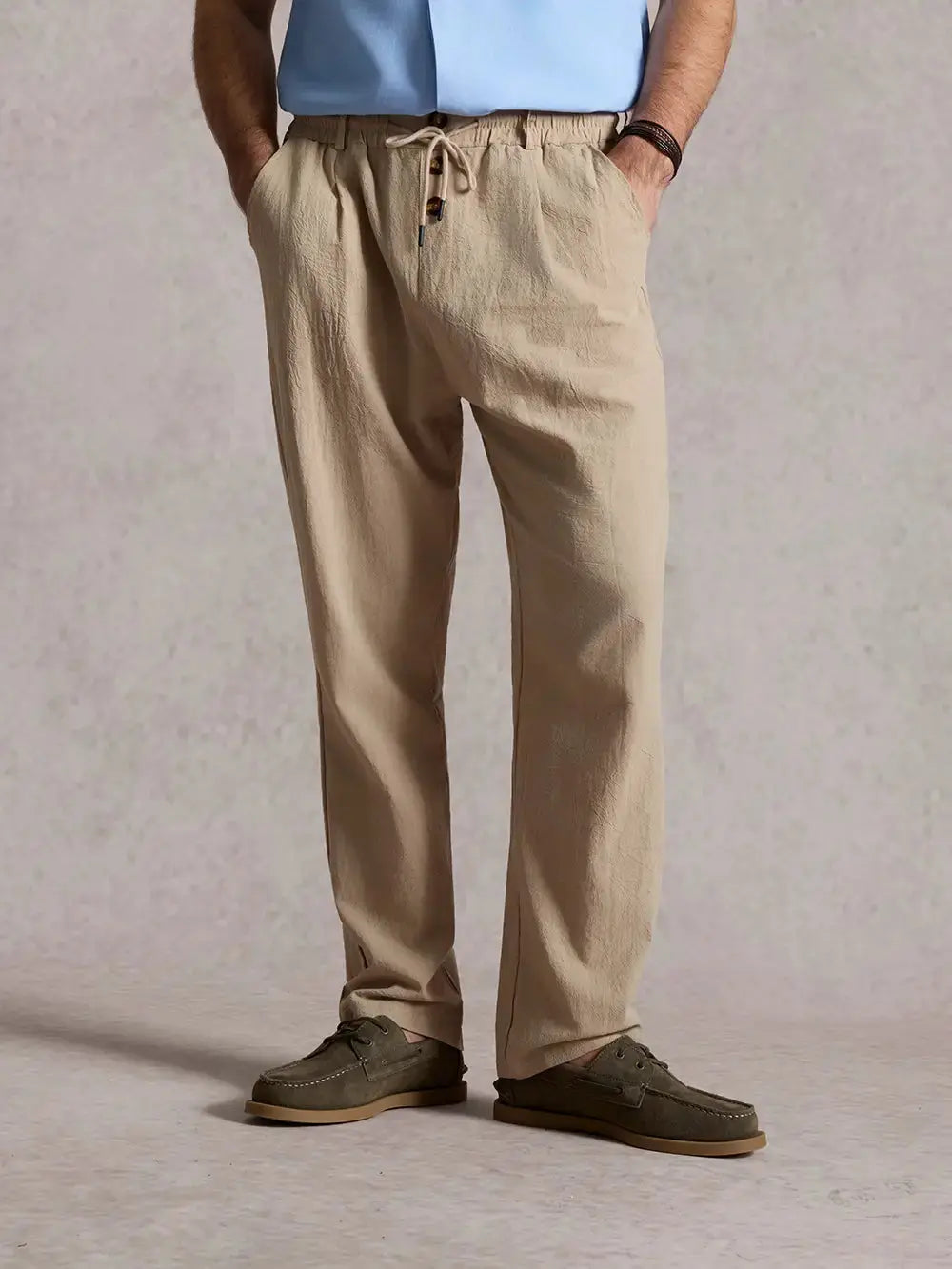 Women’s Wide Leg Linen Blend Lounge Pants – Relaxed Fit Elastic Waist Drawstring Breathable Summer Casual Beach Resort Home Wear Trousers